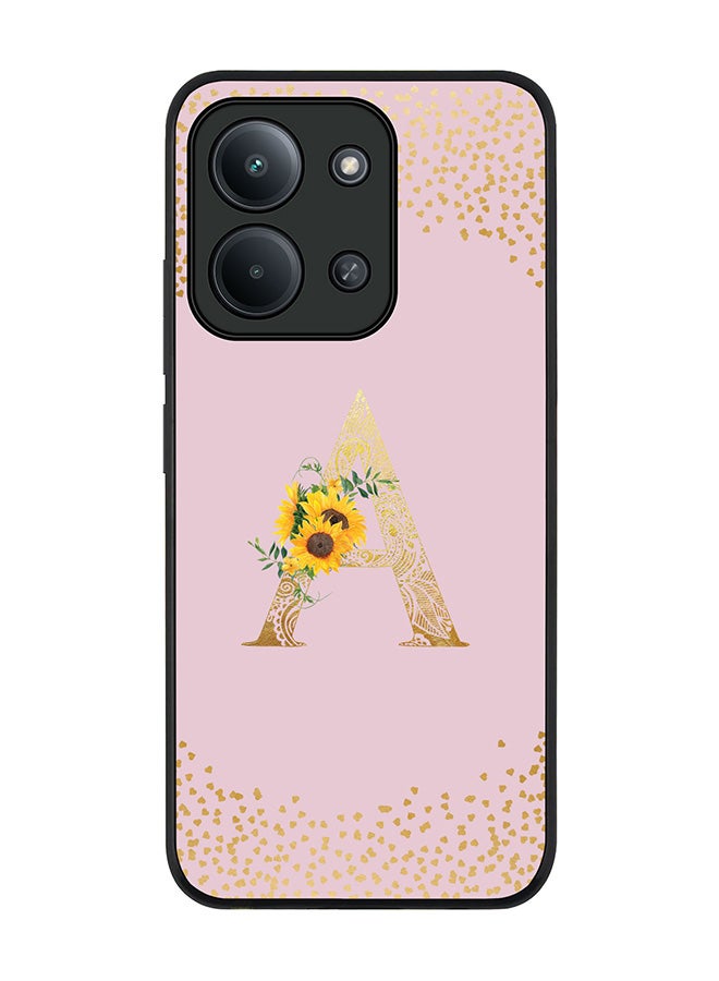For Xiaomi Redmi 15C 4G Case,Slim fit Camera Protection, Shockproof Thin Phone cover  - Custom Floral Monogram - A  (Pink )